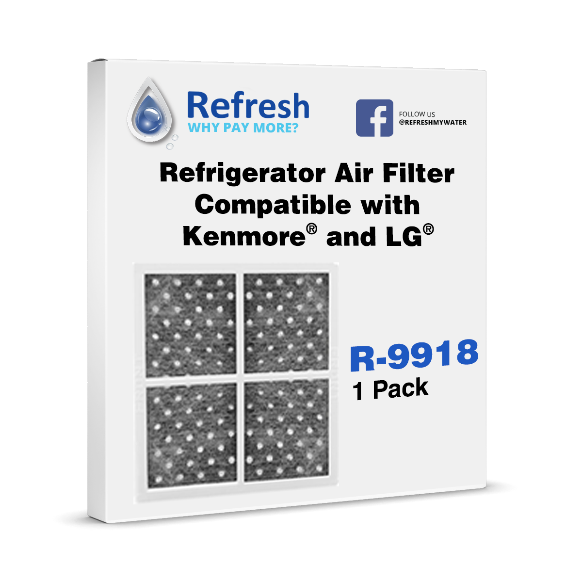 Refresh R-9918 Replacement Air Filter - Fits Kenmore 469918, LG LT120F, LFX29927ST, and more!