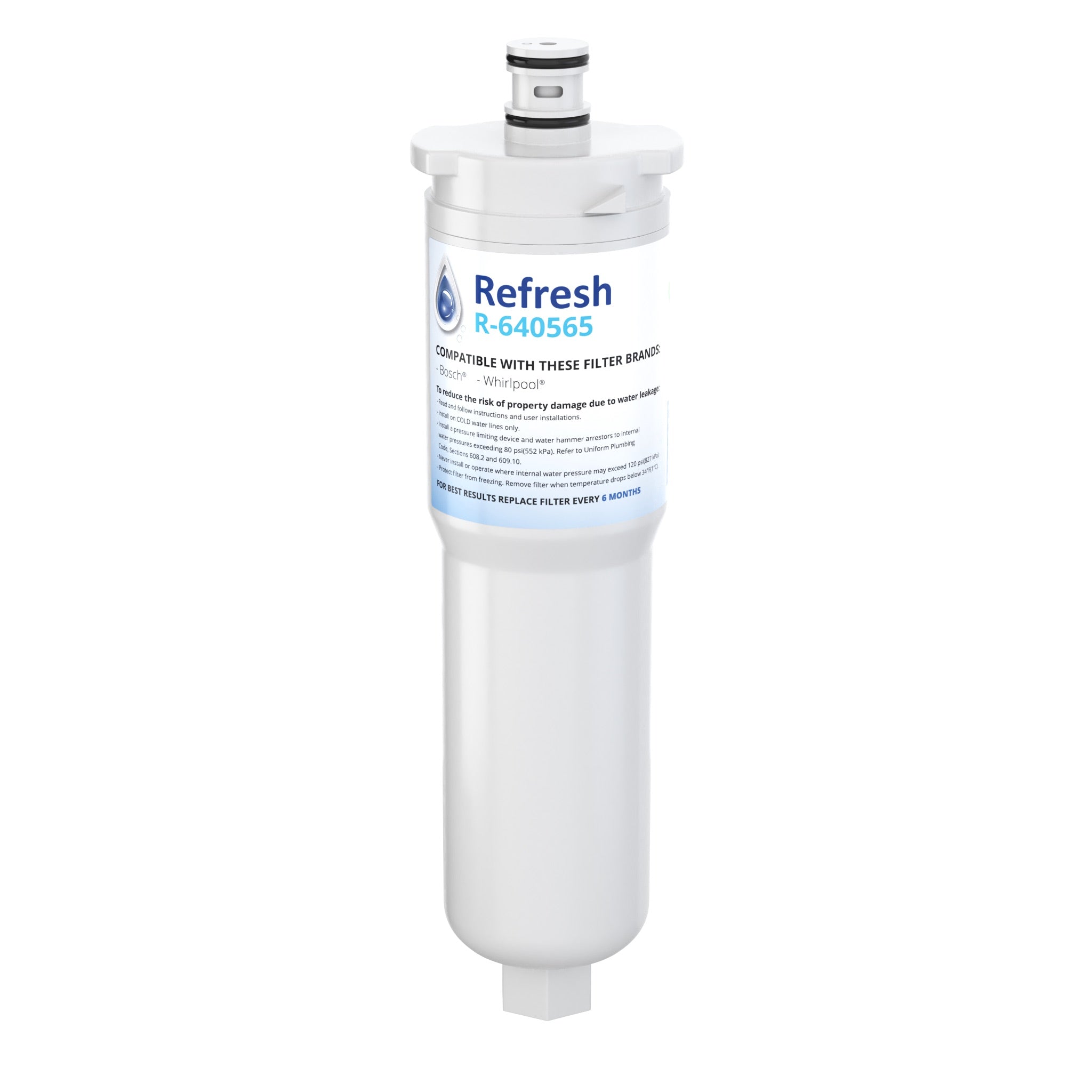 Refresh R-640565 Replacement Refrigerator Water Filter for Bosch 640565, EVOLFLTR10 AP3961137, Whirlpool WHKF-R-Plus and more!