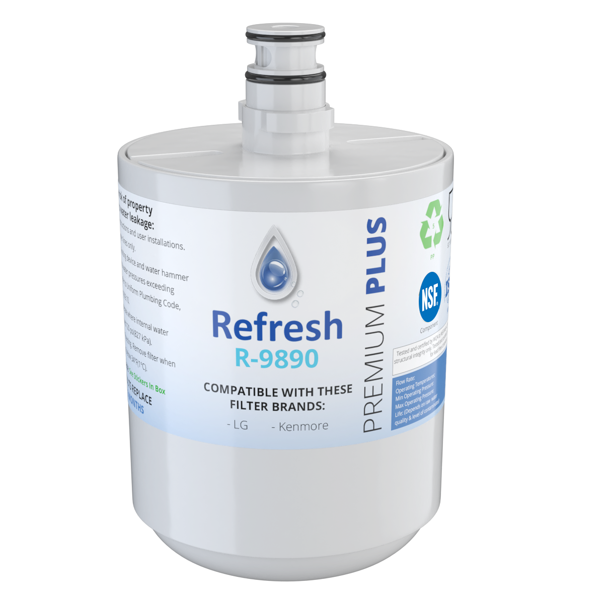 Refresh R-9890 Replacement Water Filter - Fits LG LT500P, LFX25973ST, LMX25964ST, and more!