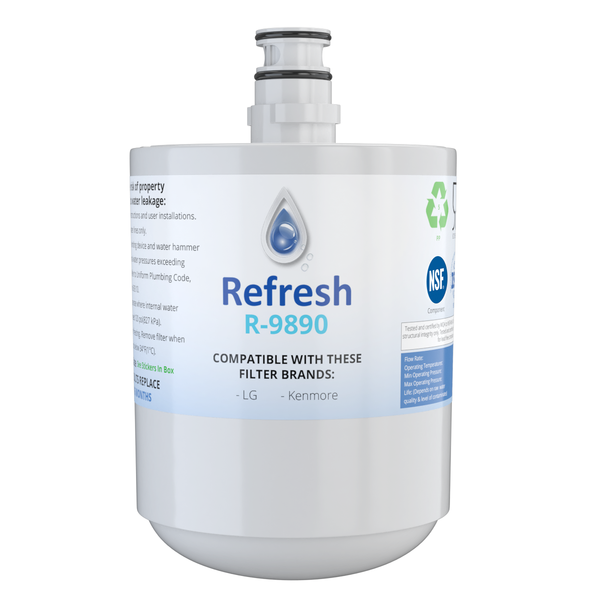 Refresh R-9890 Replacement Water Filter - Fits LG LT500P, LFX25973ST, LMX25964ST, and more!