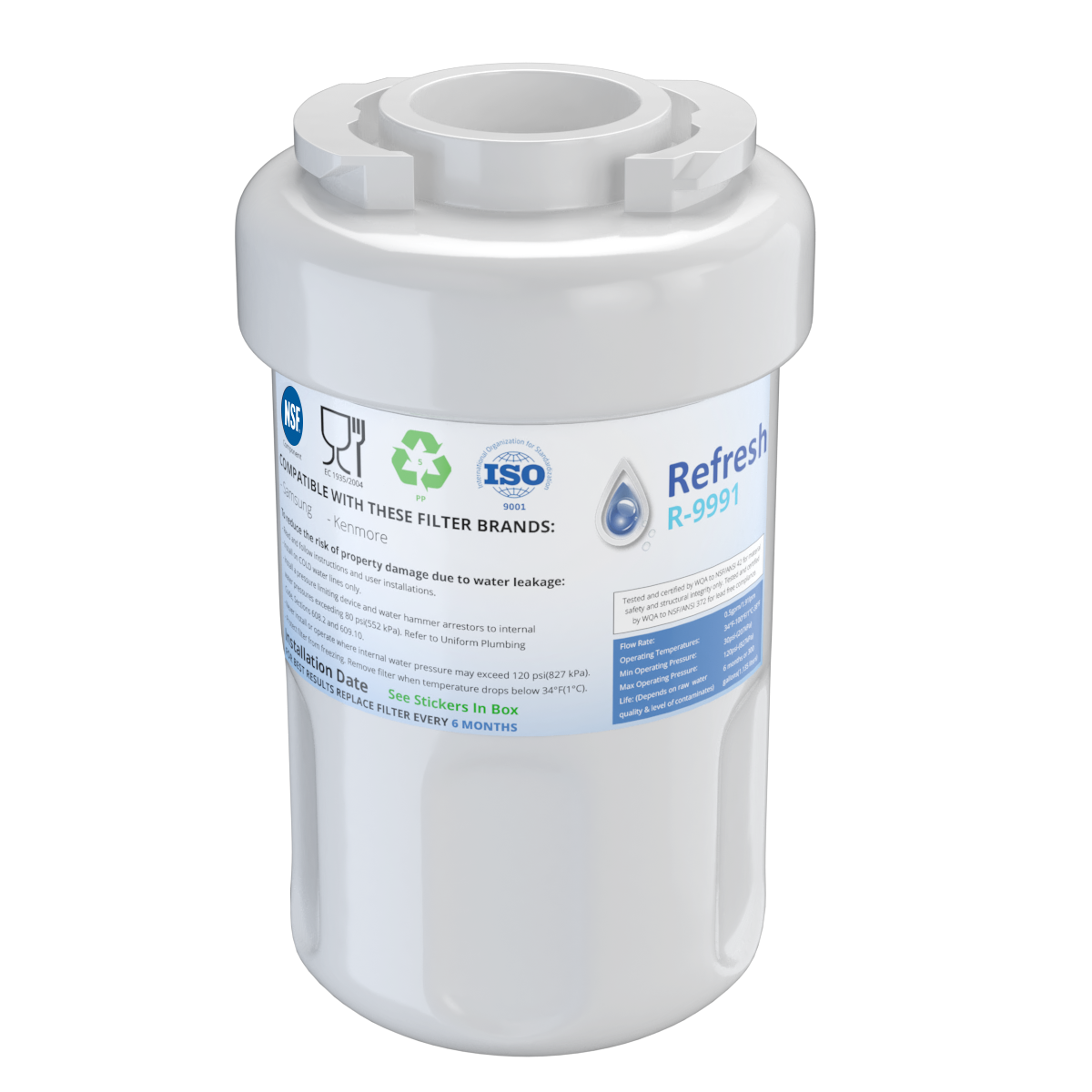 Refresh R-9991 Replacement Water Filter - Fits GE MWF Smartwater, GSE25ESHSS, GSE25ETHBB